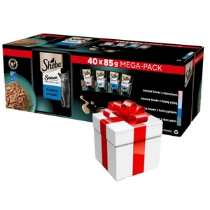 Sheba Sauce Collection s lososem bílou rybou tuňákem treskou 40 x 85 g + Překvapení pro kočku