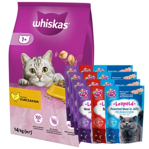 Whiskas Adult kuře 14 kg + Leopold 12x100g