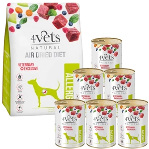 4Vets Natural Allergy sušené krmivo pro psy s potravinovou alergií 1kg + mokré krmivo 6x400g