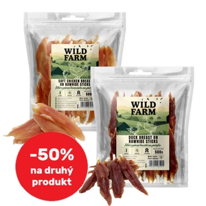 WILD FARM kachní prsní řízek na tyčince 500g + WILD FARM kuřecí prsní řízek na tyčince 500g