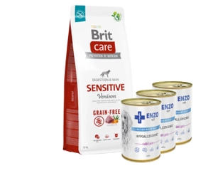 Brit Care Sensitive Venison & Potato 12kg  +ENZO VET Hypoalergenní dieta s králíkem pro psy 3x400g