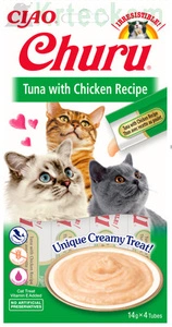 INABA Churu pamlsek pro kočky s příchutí tuňáka a kuřete 4x14g