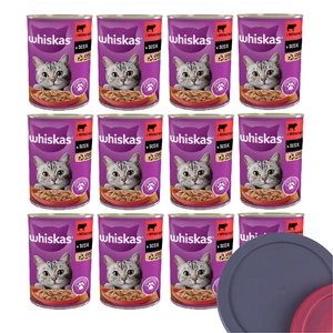 WHISKAS Adult hovězí 12x400g + víko plechovky ZDARMA
