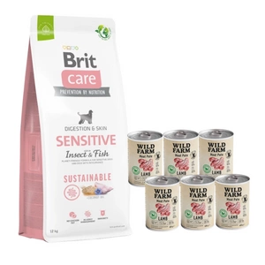 Brit Care Dog Sustainable Sensitive 12kg + Wild Farm Pate Lamb 6x400g bezlepkové krmivo pro psy