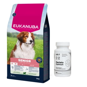 EUKANUBA Mature&Senior Small & Medium Breeds Lamb & Rice 12kg + LAB-V Geriato Optimum – Podpora zdraví seniorů pro psy a kočky 45 kapslí