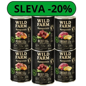 Wild Farm Monoprotein MIX 6x400 g hypoalergenní krmivo pro psy