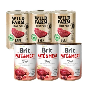 BRIT PATE & MEAT BEEF 3x400g + Wild Farm Pate Beef 3x400g