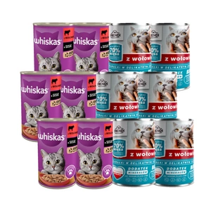WHISKAS Adult hovězí 6x400g + Frendi kousky v jemné omáčce s hovězím masem 6x400g
