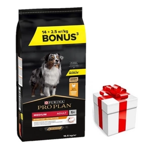 Purina Pro Plan Medium Adult Optibalance, kuře a rýže 14 kg + 2,5 kg + překvapení pro vašeho psa ZDARMA