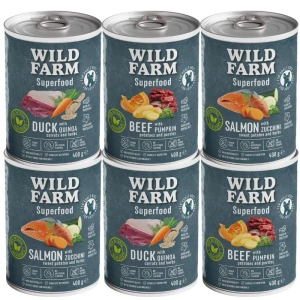Wild Farm Superfood MIX 6x400g bezobilné krmivo pro psy