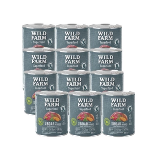 WILD FARM Superfood Wild Boar (zvěřina s batáty, bobulemi a bylinkami) 12x800g krmivo pro psy bez obilovin
