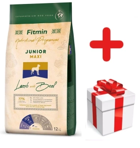 FITMIN Maxi Junior Lamb&Beef 12kg + PŘEKVAPENÍ PRO PSA