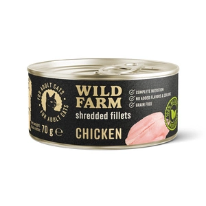 WILD FARM Kuřecí filety 70g - mokré krmivo pro kočky bez obilovin, filet ve vývaru