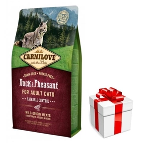 CARNILOVE Cat Duck & Pheasant Hairball Control 6kg + překvapení pro kočku ZDARMA