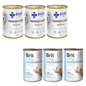 BRIT GF Veterinary Diets Dog Obesity 3x400g + ENZO VET Intestinal s jehněčím masem pro psy 3x400