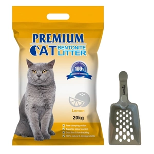 Premium Cat Clumping Bentonite Litter - Citron pro kočky 20kg + Lopatka ZDARMA