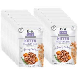 BRIT CARE Cat  Sáčky pro koťata Filety v želé s lahodným lososem 24x85g