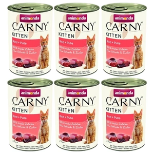 ANIMONDA Cat Carny Kitten chuť: hovězí, krůtí srdce 6x400g