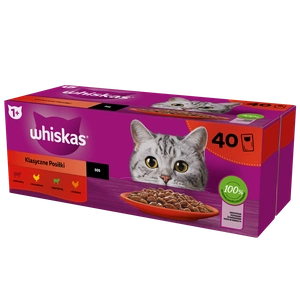 Whiskas Klasické pokrmy kuře hovězí jehně drůbež ve šťávě 40 x 85 g