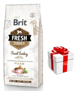 Brit Fresh Turkey & Pea Adult Fit & Slim 12kg + Překvapení pro psa
