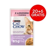 CAT CHOW Sensitive krmivo pro kočky s lososem a cuketou v omáčce 85g - 20 velikostí + 6 ZDARMA !!!