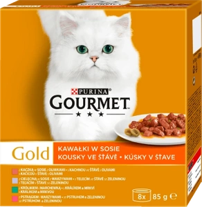 Purina Gourmet Gold kousky v omáčce (kachna, pstruh, králík, telecí) 8x85g