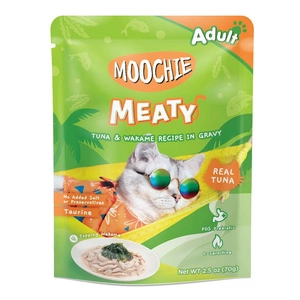 MOOCHIE Tuna & Wakame In Gravy 70g mokré krmivo pro kočky (tuňák a mořské řasy wakame v omáčce)