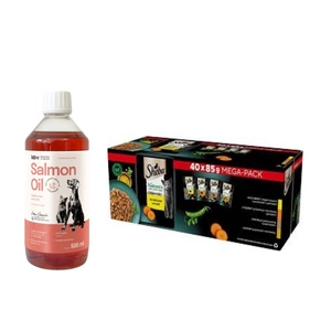 Sheba Nature's Collection Poultry Jelly Flavours - vlhké krmivo pro kočky 40x85g + LAB V Lososový olej 500ml