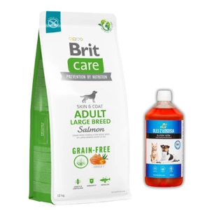 BRIT CARE Dog Grain-free Adult Large Breed Salmon 12kg + LAB V Lososový olej pro psy 500ml