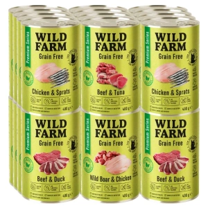 WILD FARM Premium Grain Free Mix příchutí 24x400g - krmivo pro kočky bez obilovin