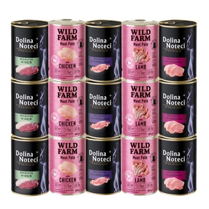 Dolina Noteci Premium + WILD FARM Pate Mix chutí 15x400g