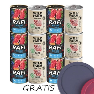 Wild Farm Pate Lamb 6x400 g bezlepkové krmivo pro psy + DOLINA NOTECI Rafi s jehněčím masem 6x400g