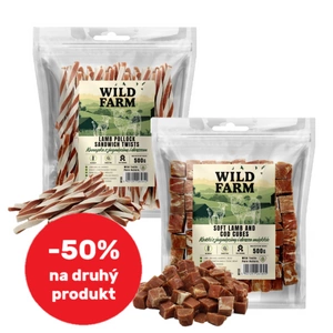 WILD FARM jehněčí a treska v měkkých kostkách 500g + WILD FARM sendvič s jehněčím a treskou 500g