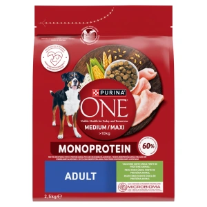 PURINA ONE Adult Medium/Maxi Krmivo pro dospělé psy s vysokým obsahem krůtího masa 2,5 kg