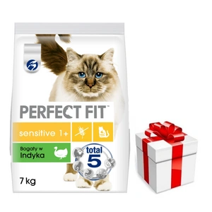 PERFECT FIT (Sensitive 1+) 7kg Bohaté na krůtí - suché krmivo pro dospělé kočky + překvapení pro kočku ZDARMA