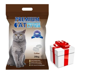 Premium Cat Clumping Bentonite Litter - Káva pro kočky 20 kg + překvapení pro kočku ZDARMA
