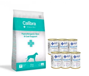 Calibra Veterinary Diets Dog Hypoallergenic 12kg + ENZO VET Hypoalergenní 6x400g (krůtí, králičí)