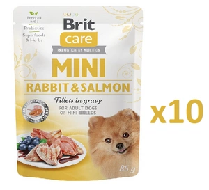 Brit Care Mini Rabbit &amp; Salmon filety v omáčce 10x85g
