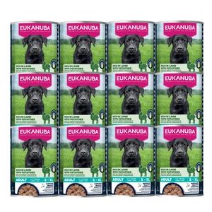 EUKANUBA Mokré krmivo pro dospělé psy, bohaté na jehněčí maso a brambory 12x400g