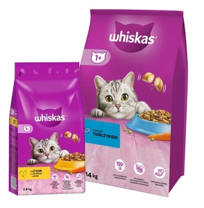 WHISKAS Adult 14kg - suché krmivo pro kočky s tuňákem a zeleninou & WHISKAS Adult 3,8kg - suché krmivo pro dospělé kočky, s lahodným kuřecím masem