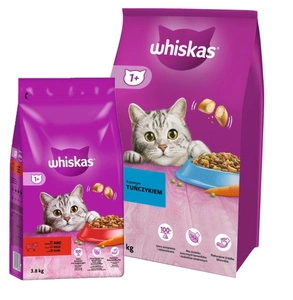 WHISKAS Adult 14kg - suché krmivo pro kočky s tuňákem a zeleninou & WHISKAS Adult 3,8kg - suché kompletní krmivo pro dospělé kočky s lahodným hovězím masem