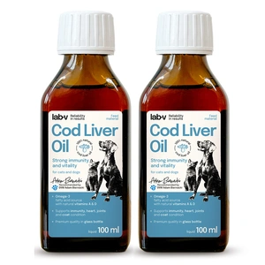 Lab-v olej z tresčích jater – 100% olej z tresčích jater pro psy a kočky 2x100 ml
