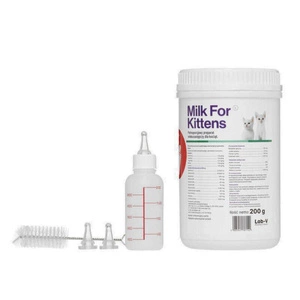 LAB-V Milk For Kittens - mléko pro koťata 200g - Sada s lahví a savičkami