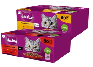 WHISKAS Adult sáčky 80 x 85 g Classic Meals + WHISKAS Adult sáček 80 x 85 g drůbeží kousky