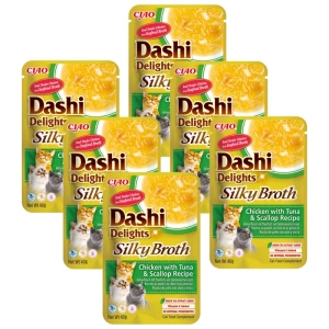 INABA Dashi Delights Silky Broth Chicken with Tuna & Scallop Recipe 6x40g