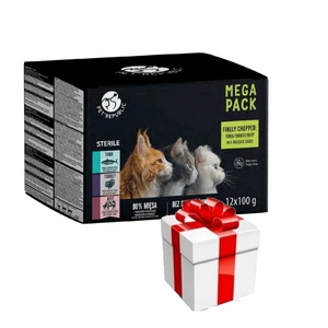 PetRepublic mokré krmivo pro kočky po sterilizaci kousky v jemné omáčce MIX 3 příchutě 12x100g + překvapení pro kočku ZDARMA