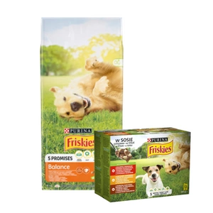 PURINA Friskies Balance 15kg + PURINA Friskies Krmivo pro psy v omáčce 12x100g