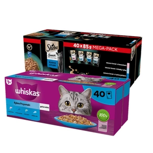 WHISKAS Adult/Sheba Sáčky s rybí příchutí 80x85g