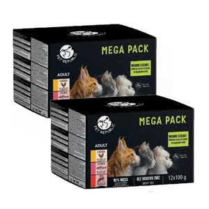 PetRepublic mokré krmivo pro kočky v jemné omáčce MIX 3 příchutě 24x100g