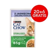 CAT CHOW Sterilované krmivo pro kočky s jehněčím masem a zelenými fazolkami v omáčce 85g - 20 SASKETŮ + 6 ZDARMA !!!